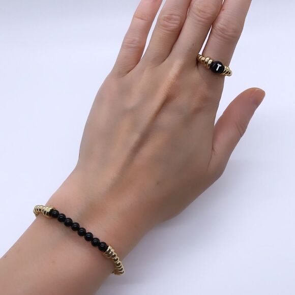 Wool + Pepper Co. Initial Ring & Matching Bracelet - Picture 3 of 6